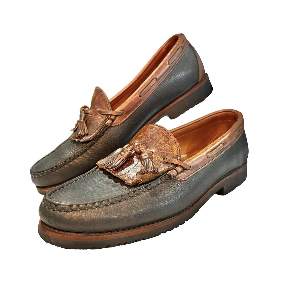 Allen Edmonds Nashua Loafers - Size 12 C - Black & Brown Leather Slip-On 42250